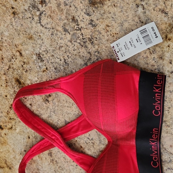 Calvin Klein PLAID Red & Black Printed Bra. NEW. Lightly Lined - Picture 4 of 12